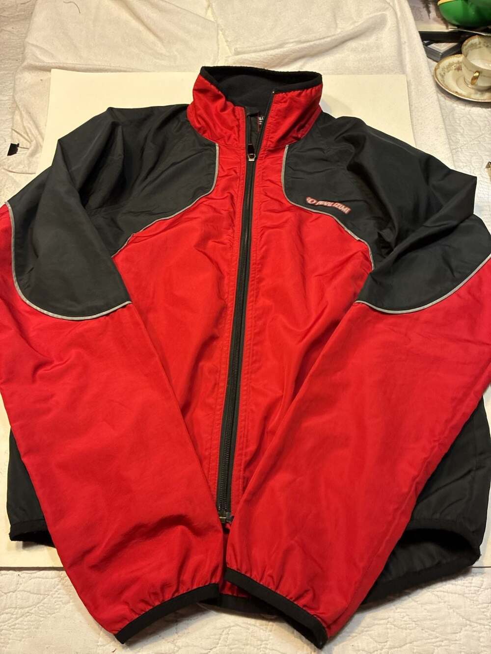 Pearl Izumi Red and Black Cycling Windbreaker Jacket with Reflective Piping